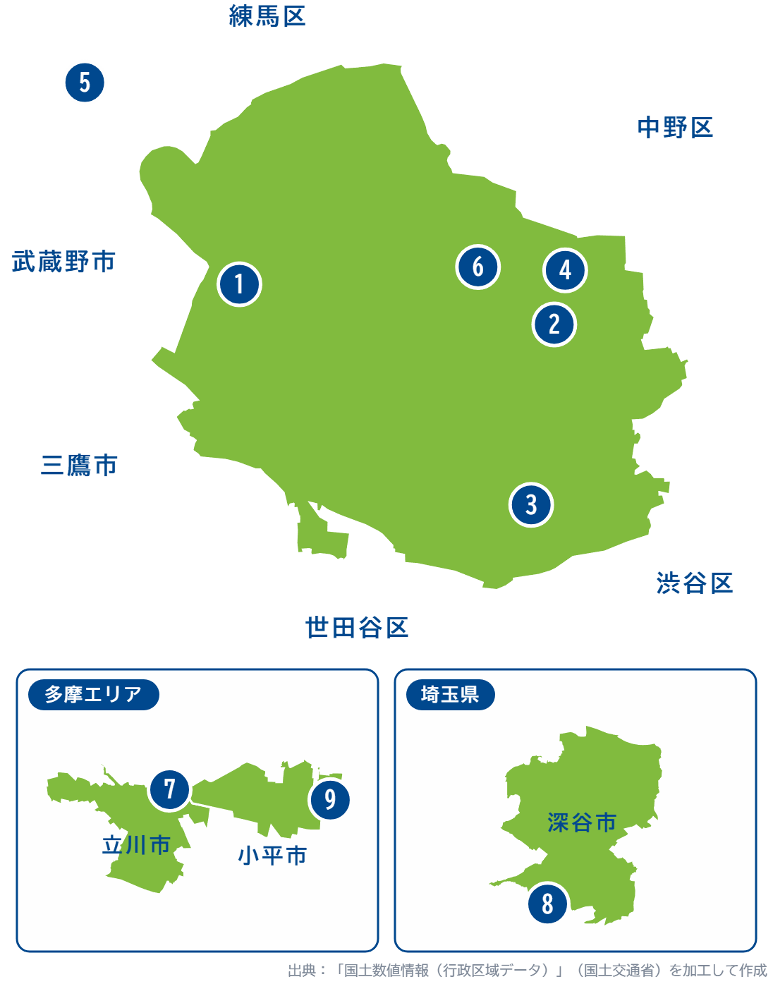 店舗の場所を示した地図